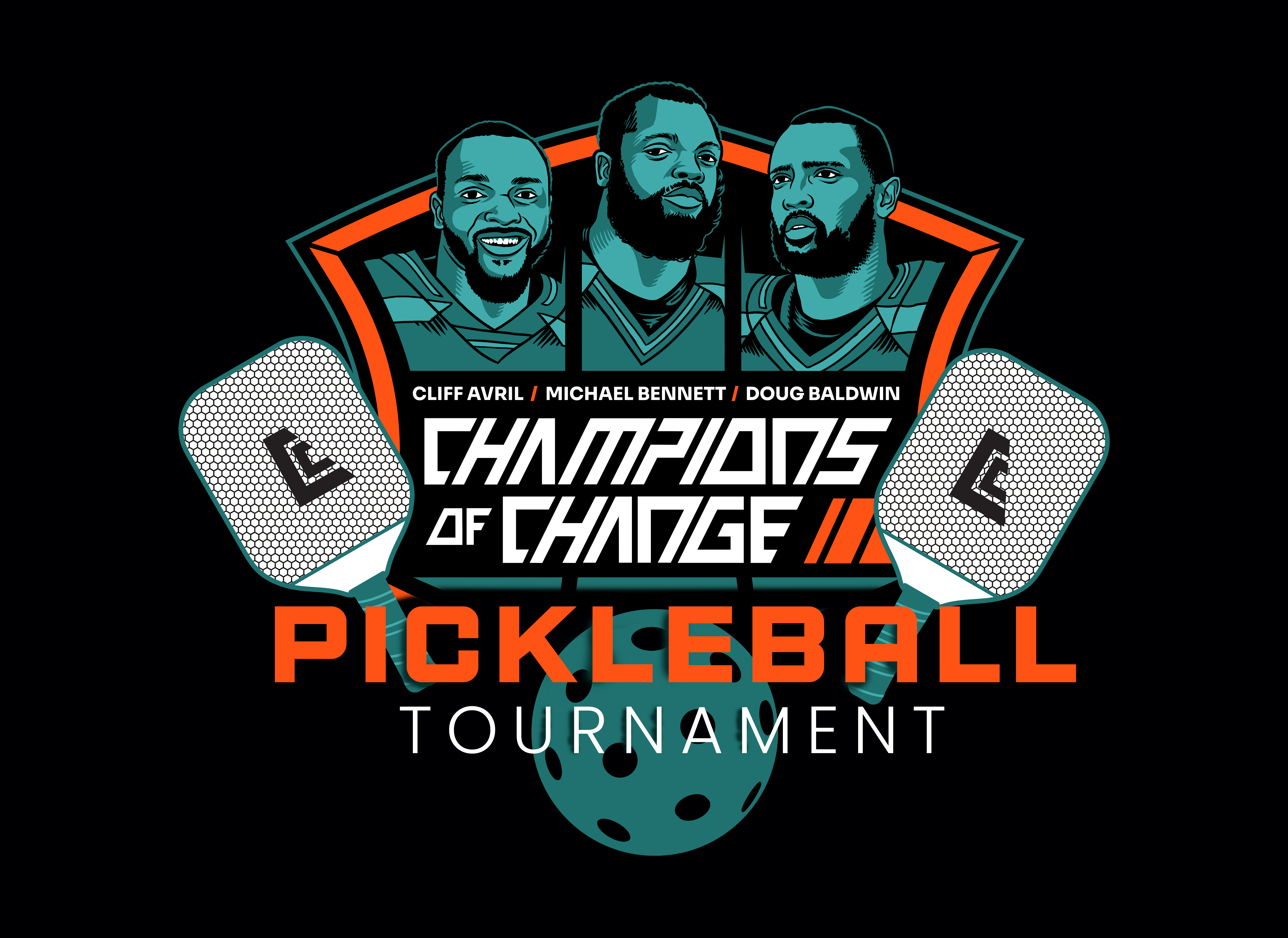 Champions of Change Pickleball Lockup_Blk Background